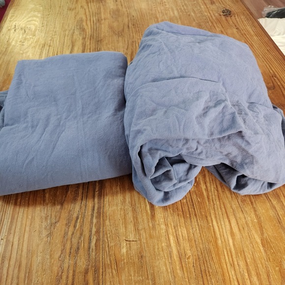 L.L. Bean Other - L.L. Bean 100% Organic Cotton Blue Flannel Fitted & Flat Sheet Set Full Size